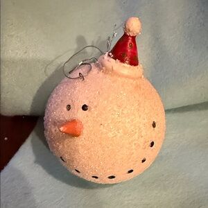 Festive Snowman Ornament with Red Hat